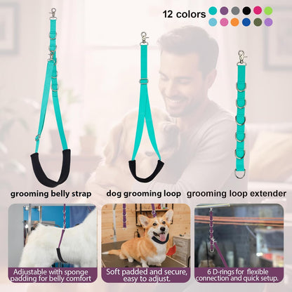 Dog Grooming Belly Band Pet Grooming Supplies 3 Sets Professional Dogs Belly Straps Pets Dogs Groomer Extension Strap Table Arm Loop Extender for Small Medium Large Pets (Light Green)