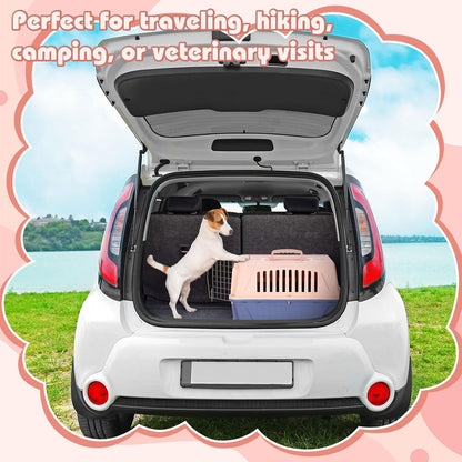 2 Set Pet Carrier for Small Dogs and Cat, Hard Shell Plastic Dog Crate with Bowl and Cooling Pad Fully Breathable Portable Kennel for Small Pet Travel Camp(Blue,18.9 x 12.6 x 11.8 Inch)