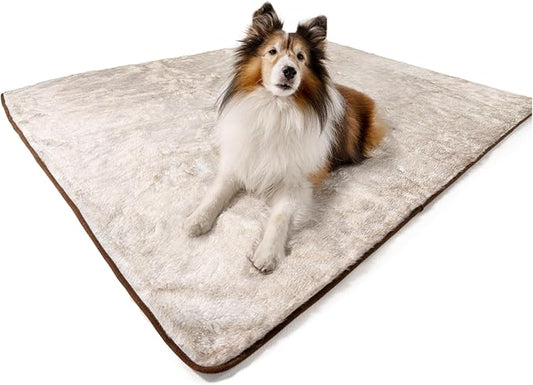 PupProtector Waterproof Throw Blanket for Dogs and Cats, Pet Blanket Cover for Couches, Sofas, Beds, Car Seats, Furniture, Calming Soft Faux Fur, White with Brown Accents, Original (60" L x 50" W)