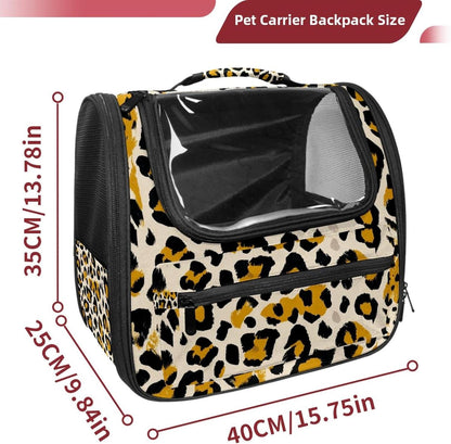 Modern Classic Leopard Print Pet Carrier for Dogs and Cats Soft Travel Kennel, Portable Foldable Bag