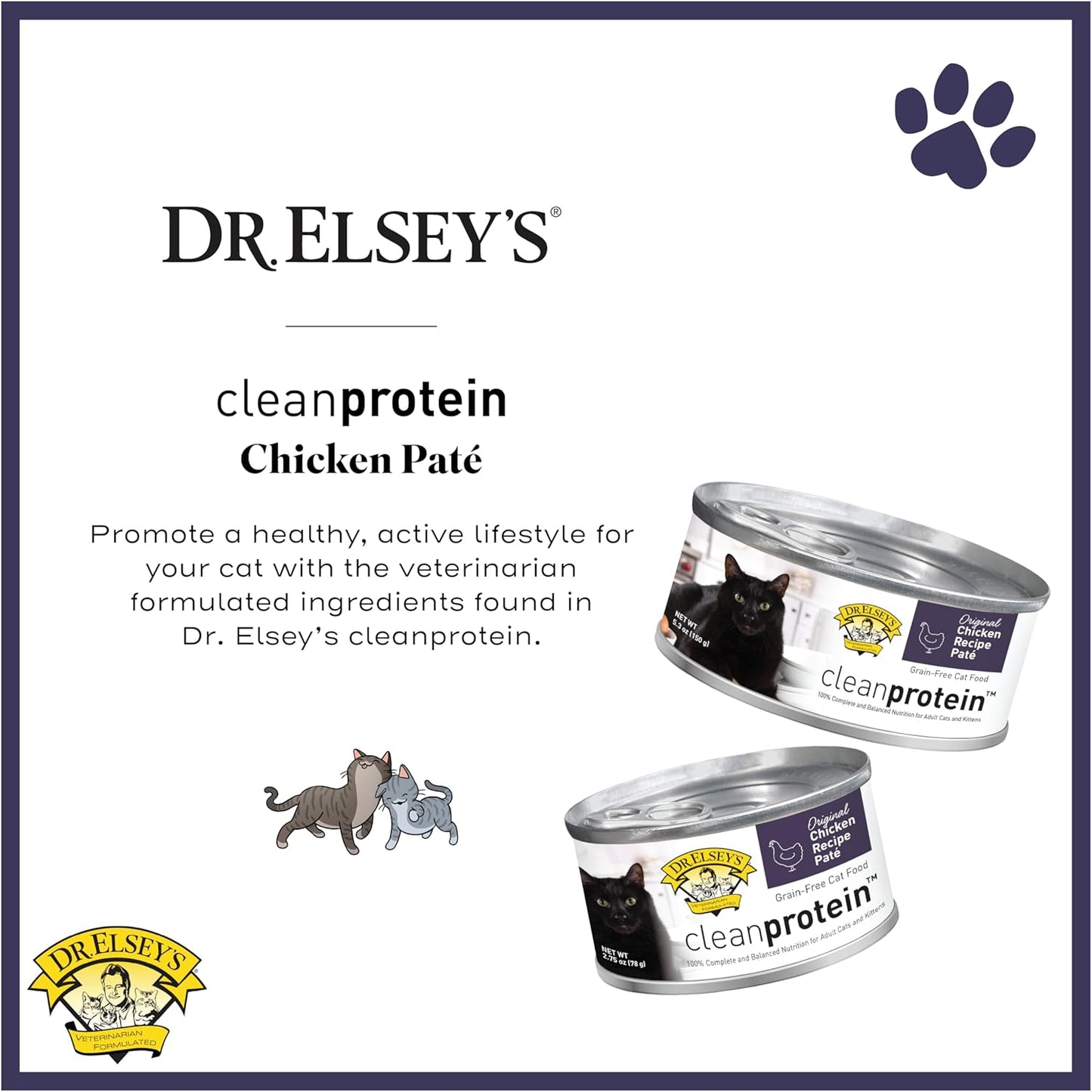 Dr. Elsey's cleanprotein Chicken Recipe Wet Cat Food, 2.75 oz Can (Case of 24)