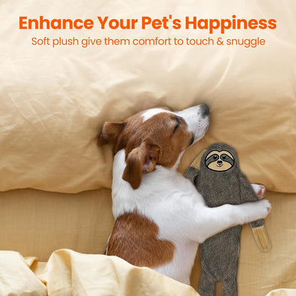 HGB No Stuffing Dog Toys for Aggressive Chewers, Squeaky Crinkle Plush Dog Toys to Keep Them Busy & Puppy Teething for Small, Medium, Large Breed, Cute Bunny & Sloth