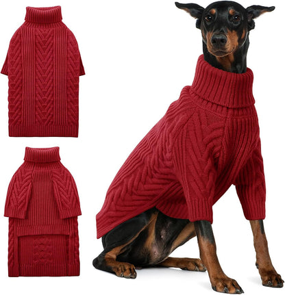 ASENKU Extra-Large Dog Sweater, Dog Sweaters for Extra Large Dogs, Pet Sweatshirt Apparel Turtleneck Pullover Winter for Doberman, Great Dane (Red, 4XL)