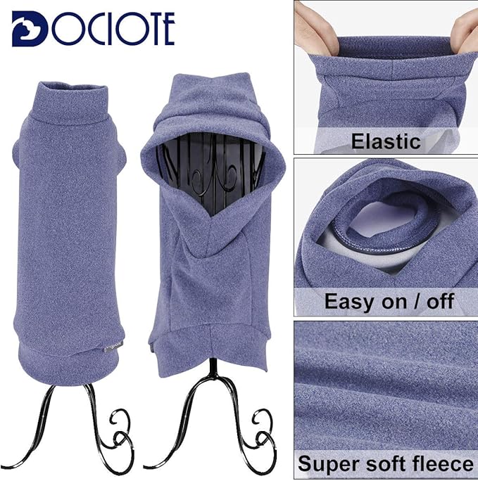 Small Dogs Fleece Dog Sweatshirt - Cold Weather Hoodies Spring Soft Vest Thickening Warm Cat Sweater Puppy Clothes Sweater Winter Sweatshirt Pet Pajamas for Small Dog Cat Puppy (Large, Grayish Purple)