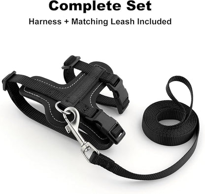 Plutus Pet Adjustable Cat Harness and Leash Set, Quick Release, Escape Proof Nylon Vest with Leather Trim for Kitten, Small Medium Large Cats, Black