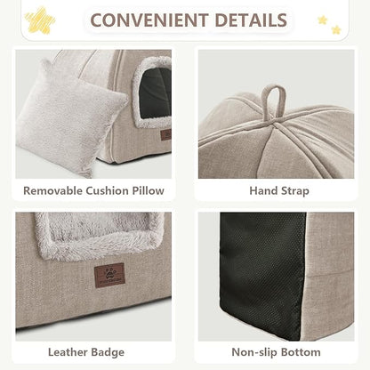 WINDRACING Cat Bed for Indoor Cats - Cat Cave Cat House Cats Tent with Removable Washable Cushioned Pillow, Soft and Self Kitten beds