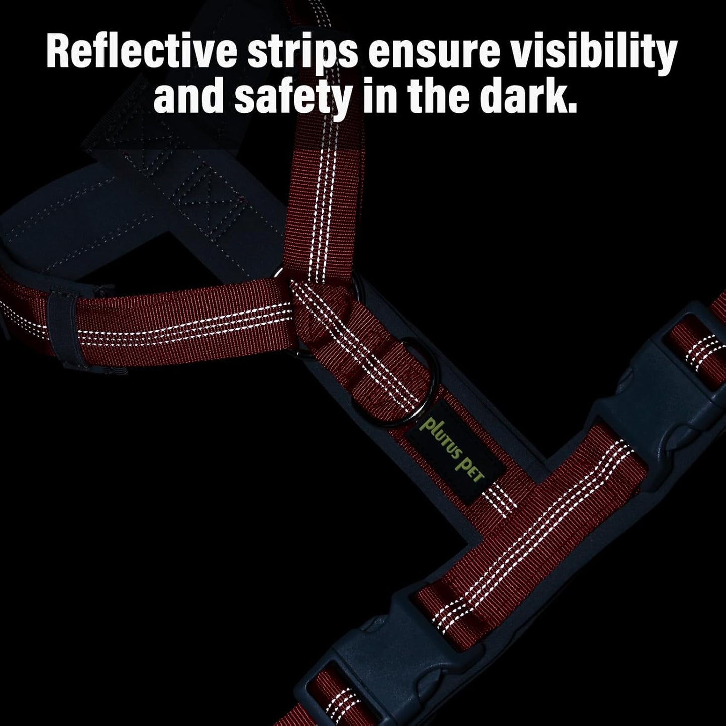 Plutus Pet No Pull Dog Harness, Adjustable Nylon Harness with Soft Padding, Reflective and Heavy Duty Dog Harness for Small, Medium, Large Dogs(Red, XS)