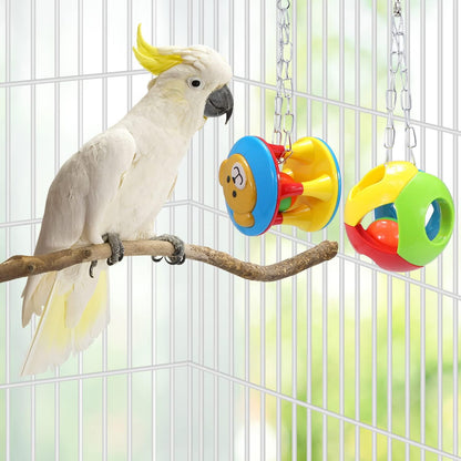 Litewoo 3 Pack Bird Chew Toy Bells Balls Set Parrot Training Toy Cage Accessories for Parakeet Cockatiel African Grey Cockatoo Macaw Conure