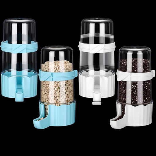 Weewooday 4 Pieces Automatic Bird Feeder Cage Water Dispenser Bird Water Feeder Hamster Cage Waterer Accessory Drinker Bottle for Hamster Parrot(Cute Style,Blue, White,490 ml)
