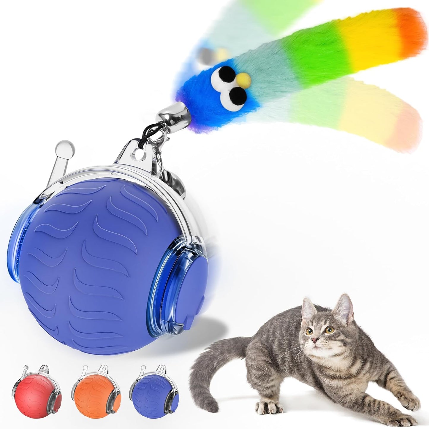 UPSKY Interactive Cat Toy Ball for Indoor Cats, Automatic Moving Electric Rolling Cat Ball Toy, 3-Speed Modes Smart Kitten Toys with Sounds, USB Rechargeable & Sturdy for Bored Kittens/Adult Cats