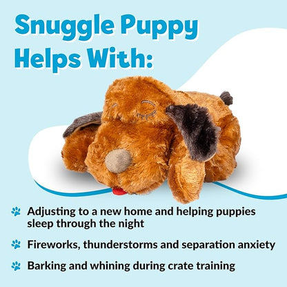 Original Snuggle Puppy Heartbeat Puppy Toy - Heartbeat Puppy for Dogs - Pet Anxiety Relief and Calming Aid - Comfort Dog Toy - Behavioral Training and Sleep Aid Cuddle buddy - Crate Training Essential