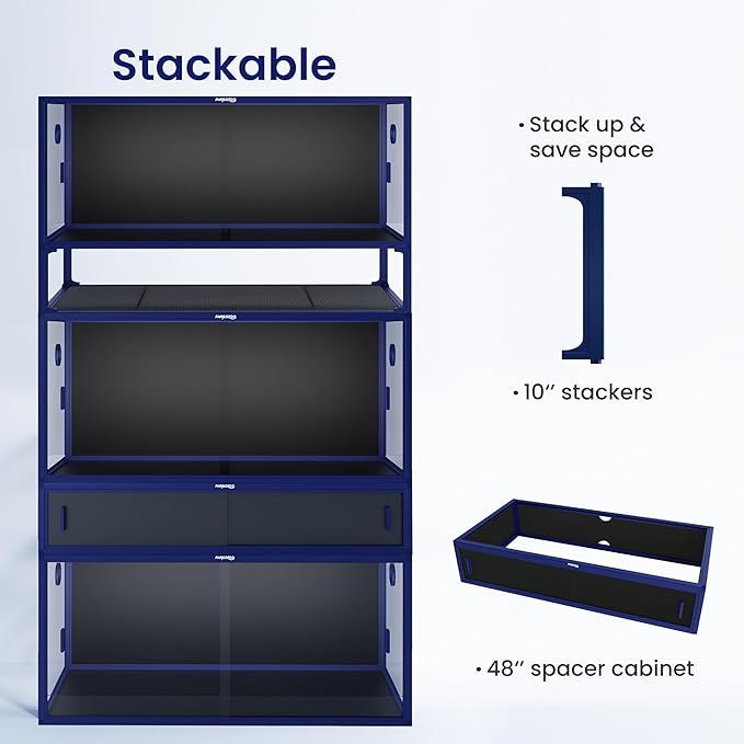120 Gallon Bearded Dragon Tank,48" x 24" x 24" Reptile Tank with Sliding Door Top Screen Ventilation, Front Opening Reptile Enclosure for Easy Maintenance