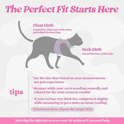 rabbitgoo Cat Harness and Leash Set for Walking Escape Proof, Adjustable Soft Kittens Vest with Reflective Strip for Cats, Comfortable Outdoor Vest, Pink, L