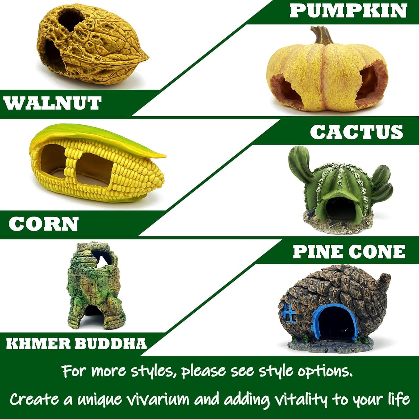 Bearded Dragon Reptile Hide Leopard Gecko Caves Pine Cone Lizard Hideout Tank Accessories Snake Décor Amphibian Habitat Tortoise Decoration