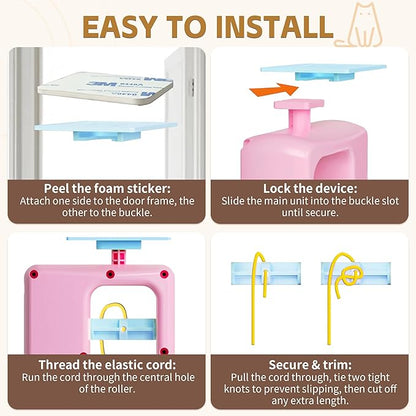 Interactive Automatic Cat Toy for Indoor Cats - Automatic Electric Door Hanging Cat Toy - Automatic Play Chase Exercise Feather Toys for Bored Indoor Adult & Kitten Cats