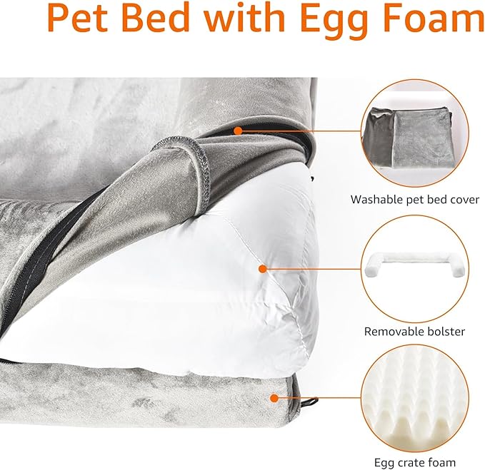 Amazon Basics Dog Bed with Cooling Gel Memory Foam, Pressure-Relief Support for Dogs up to 30lbs, Non-Slip Bottom, Machine Washable Cover, Medium Sized (30" x 20"), Taupe