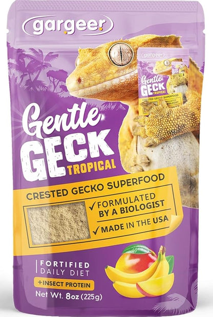 8oz Complete Crested Gecko Food Diet. Premium Mix, Ready to Use Freshly Made Powder. Unique Formula, Developed & Made in The USA. Enjoy! (Tropical + Insects Protein)