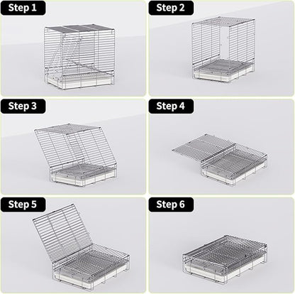 Bird Carrier Travel Cage - 304 Stainless Steel Portable Folding Bird Travel Cage with Parrot Feeder Cups & Standing Perch for Smaller Birds Conures Lovebird Cockatiel Parakeets (Green)