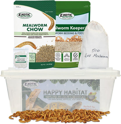 Mealworm Breeder Kit (Basic) - Breed Live Feeder Worms for Hedgehogs, Sugar Gliders, Reptiles, Wild Birds, Chickens, Lizards, Bearded Dragon, Skunks, Opossum, Fish, Turtles, Tortoises, Geckos