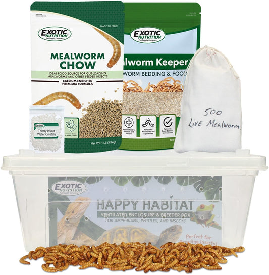 Mealworm Breeder Kit (Basic) - Breed Live Feeder Worms for Hedgehogs, Sugar Gliders, Reptiles, Wild Birds, Chickens, Lizards, Bearded Dragon, Skunks, Opossum, Fish, Turtles, Tortoises, Geckos