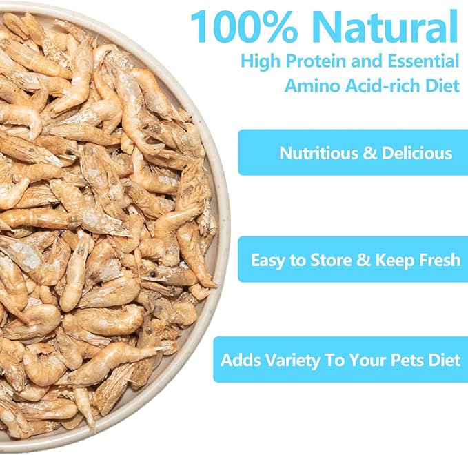 3.5 Oz Freeze Dried River Shrimp Turtle Food, Shrimp for Turtle, Nutrient Rich Treat for Reptiles, Sugar Gliders, Hedgehogs, Tropical Fish