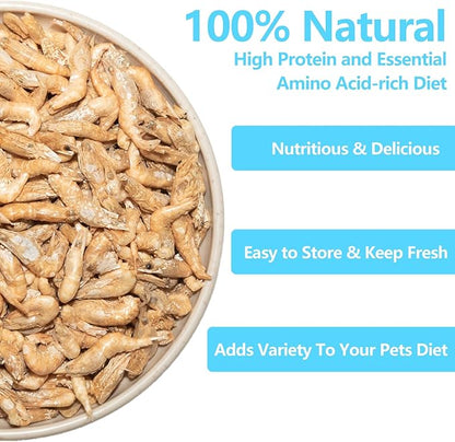 3.5 Oz Freeze Dried River Shrimp Turtle Food, Shrimp for Turtle, Nutrient Rich Treat for Reptiles, Sugar Gliders, Hedgehogs, Tropical Fish