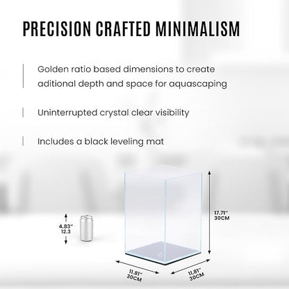 UNS Ultra Clear Rimless Tank - 10.6GAL | 40.5L - 11.81x11.81x17.71 | 30x30x45 CM, 5mm Glass Thickness, Leveling Mat Included - Low Iron, High Clarity Fish Tank w/ 45° Mitered Edge - [30T]