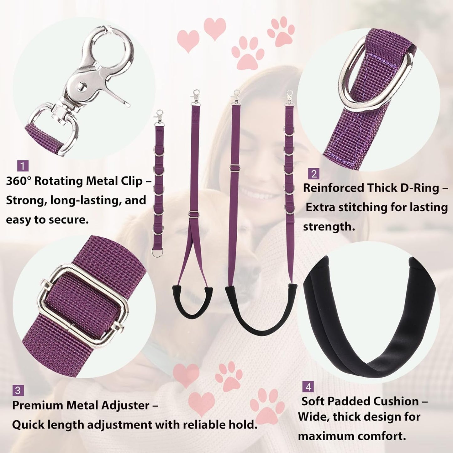 Dog Grooming Loops Supplies Pet Dog Grooming Belly Straps Belly Band Black Solf Comfrotable & Adjustable Grooming Tools for Grooming Tables Arms Ideal for Groomers (Orange)