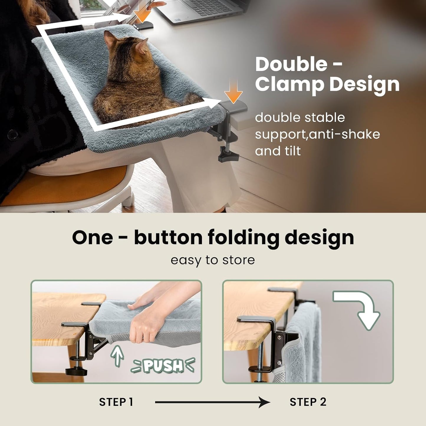 Cat Bed for Desk with Foldable & Sunken Design,Cozy Faux Rabbit Fur cat Desk Bed for Home Working&Gaming Play,Sturdy Framework Maximum Hold Up to 33lb