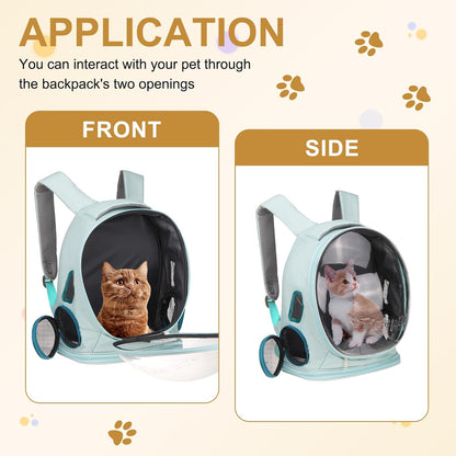 Pet Backpack Carrier, Portable and Ventilated, Oxford Cloth, Dog Cat Travel Bag with Transparent Cover 12.99", (Blue, 1 Pcs), Intended for Hiking/Camping/Traveling