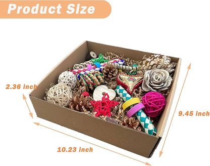 Bird Foraging & Bird Shredding Toys Box,Natural Chewing and Foraging Toys for Cockatiels,Parakeets,Conures,Love Birds & Small to Medium Parrots
