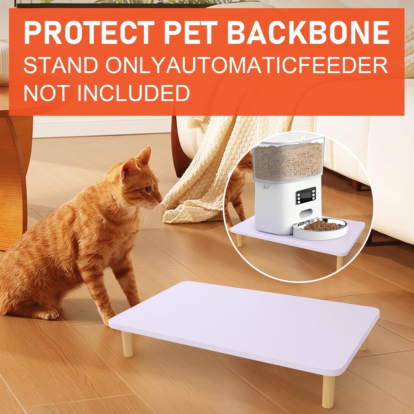 Wooden Elevated Cat Food Stand – Raised Pet Feeding Table for Cats and Dogs, Compatible with Most Bowls & Automatic Feeders, Solid Wood Pet Food Platform S(11.8 * 7.9 in