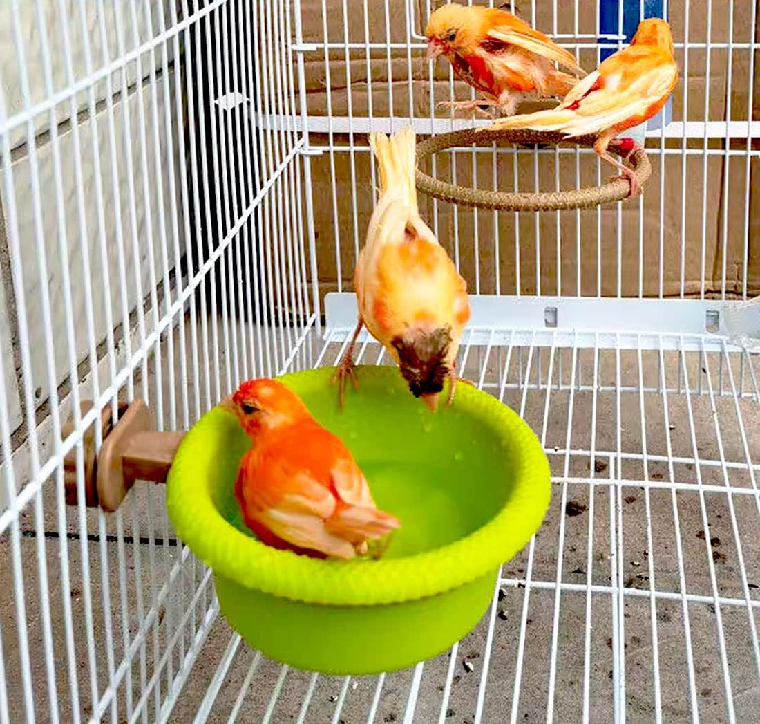 Bird Bath for Cage-4.7" Multi-Function Universal Style Small Tub Bowl for Hang Inside Cage Birdbath Shower for Parrot/Parakeets/Cockatiels/Canary/Budgerigar(Green)