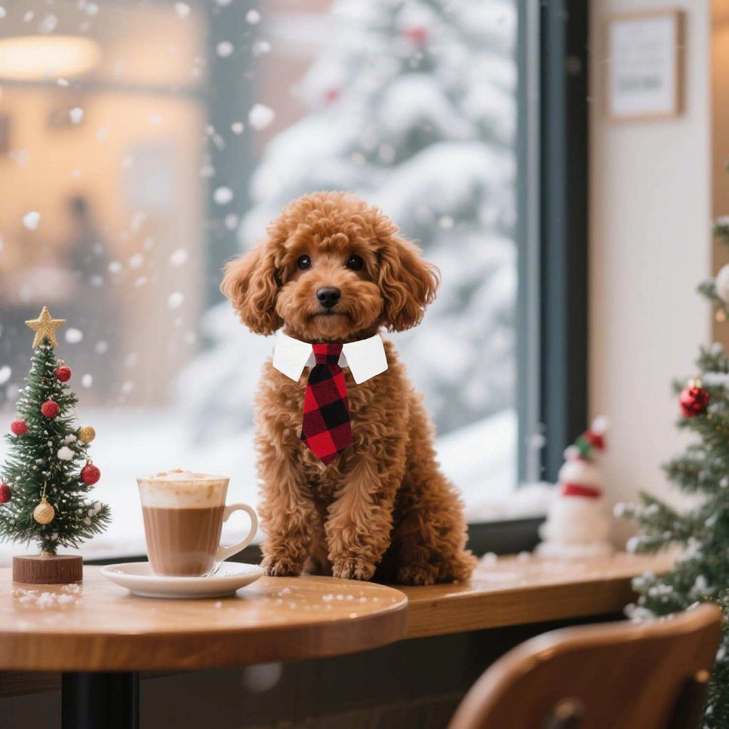 ADOGGYGO Christmas Dog Necktie, Xmas Pet Tuxedo Costume, Red Plaid Christmas Neck Tie Collars for Small Dogs (Small)