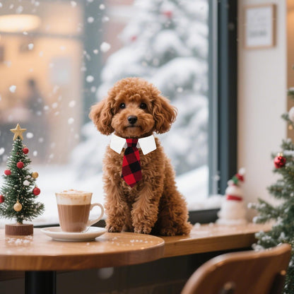 ADOGGYGO Christmas Dog Necktie, Xmas Pet Tuxedo Costume, Red Plaid Christmas Neck Tie Collars for Small Dogs (Small)