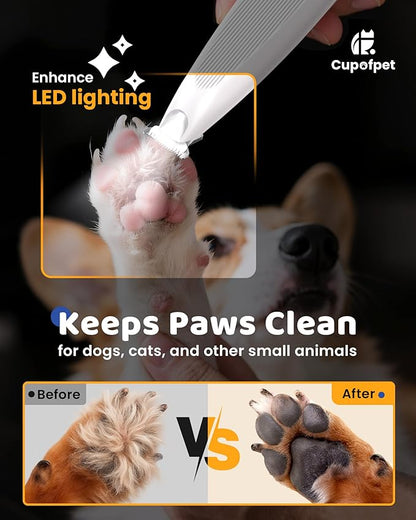 Dog Paw Trimmer with LED Light, 35dB Low Noise Precision Pet Paw Trimmer for Dogs Cats Grooming Clippers, 2 Speed Safety Electric Paw Hair Trimmer for Paws, Ears, Rump, Face, Eyes (Pink)