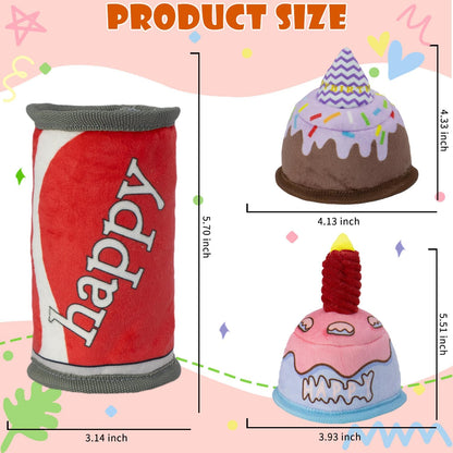 Dog Birthday Toy,No Stuffing Dog Toys for Puppy, Squeaky Plush Dog Toys for Large, Medium and Small Breeds, Balls Inside,Suitable Size Interactive Dog Toy for Indoor Outdoor Play