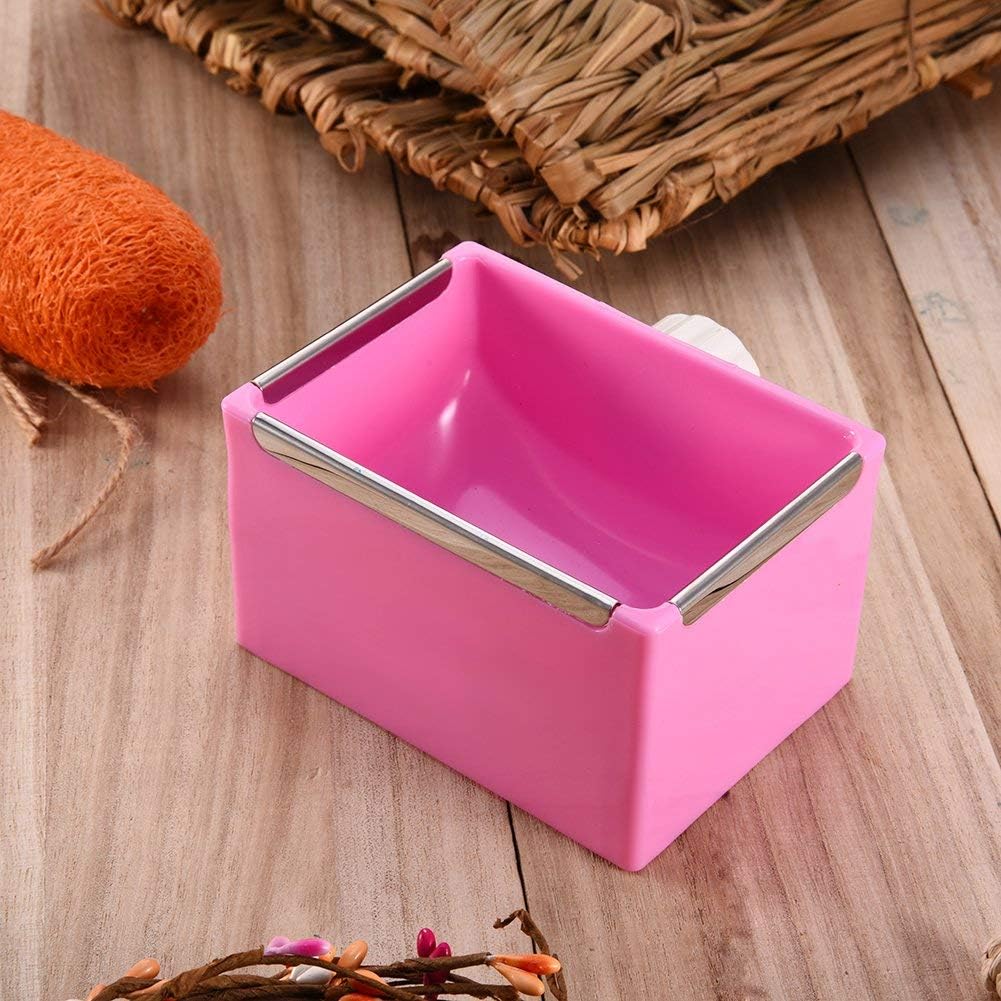 Hypeety Hamster Food Bowl Small Pet Feeder Food Water Bowl Fixable Plastic Hamster Food and Water Bowl Dispenser Durable Cage Bowl Feeder for Hamster Guinea Pig Rabbit Small Animals(Pink)