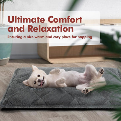 Mora Pets Self Heating Cat Bed Self Warming Cat Bed Thick Thermal Pet Bed Mat 24 x 18 Inches Removable Washable Cover for Outdoor Indoor Cats and Dogs Fur Grey Small