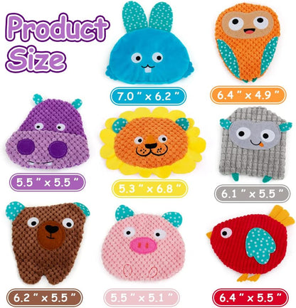 AWOOF No Stuffing Dog Toys - 8 Pack Squeaky and Crinkle Plush Toys for Small Medium Dogs, Durable for Aggressive Chewers, Cute Puppy Textured Animals