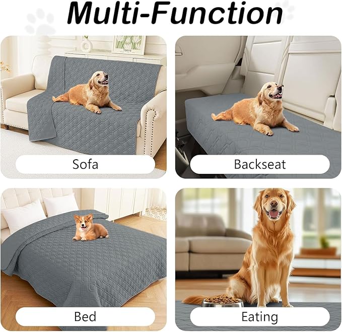 hyha Waterproof Dog Bed Blanket, Soft Pet Blankets, Waterproof Couch Cover for Dogs, Reversible Sofa Covers Washable for Furniture (82x102 Inch, Dark Grey/Dark Grey)