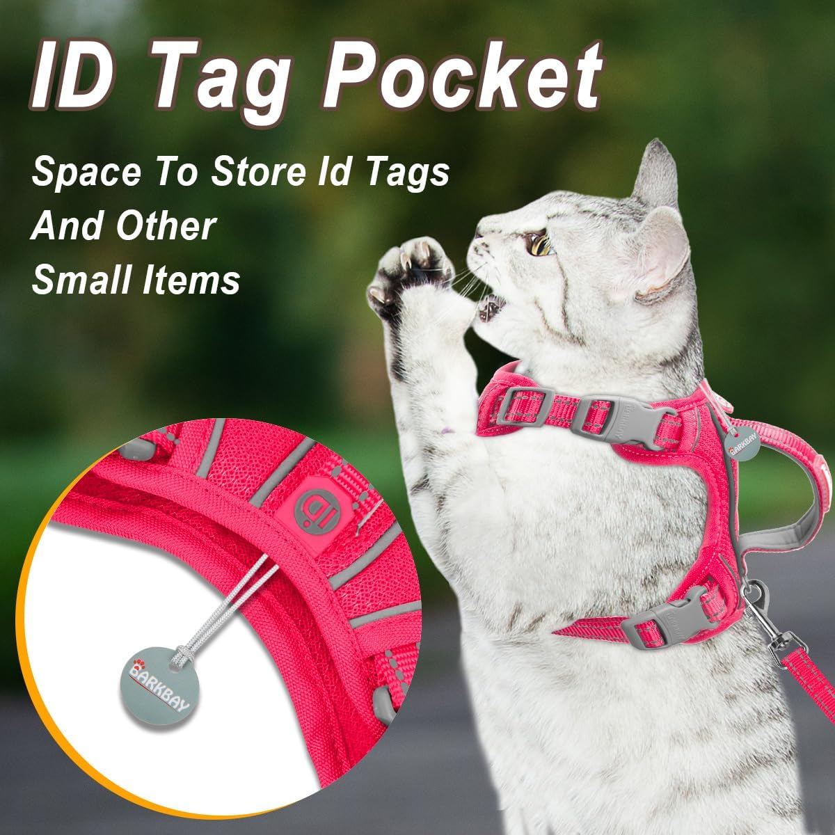 Cat Harness and Leash Set for Walking Escape Proof for Small Large cat Kitten Harness with ID tag Pocket (Pink,XXS)
