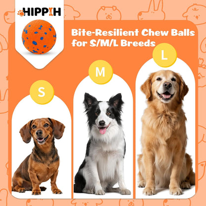 HIPPIH Dog Balls Interactive Tennis Balls for Dogs, Dog Toys for Aggressive Chewers, Tough Puppy Chew Toys for Teething, 3" Fetch Ball Water Toy for Small/Medium Breed, High Bouncy & Floating, 3 Pack