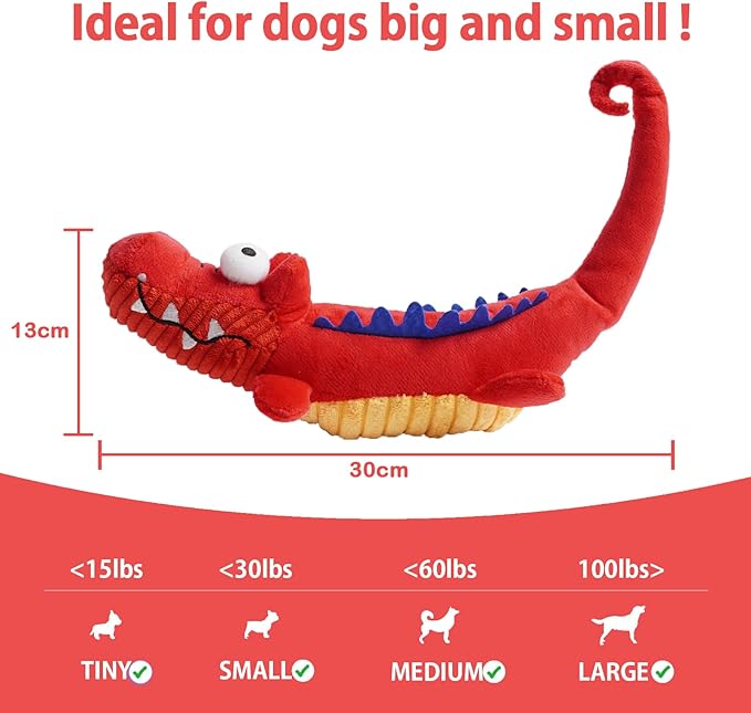 Tough Dog Toys Indestructible, Stuffed Chew Large Dog Toys to Keep Them Busy, Interactive Squeaky Tug of War Doggie Toy, Chew Guard Technology