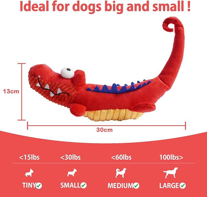 Tough Dog Toys Indestructible, Stuffed Chew Large Dog Toys to Keep Them Busy, Interactive Squeaky Tug of War Doggie Toy, Chew Guard Technology