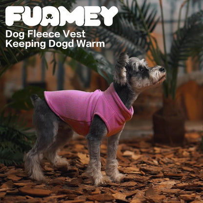 FUAMEY Dog Fleece Vest for Medium Dogs,Warm Stretchy Dog Sweatshirts Pullover with Leash Hole Dogs Sweater Soft Pet Turtleneck Cozy Pet Vest Lightweight Sleeveless Pink M