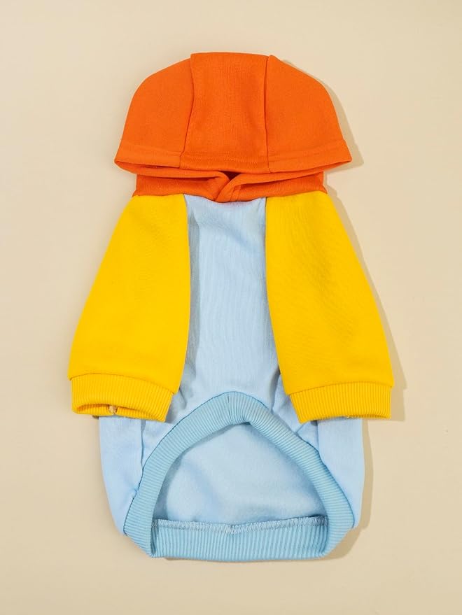 QWINEE Basic Dog Hoodie Sweatshirt Puppy Sweater Warm Cat Costumes Pet Clothes for Chihuahua Puppy Kitten Small Medium Dogs Orange and Blue Medium
