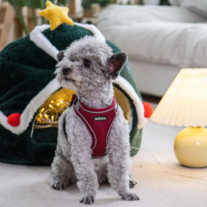 AIITLE Comfortable Dog Harness and Leash Set for Walking - Summer Step in Vest Harness,Reflective Bands, Adjustable No Pull Puppy Essentials, for Small Dogs and House Cats Burgundy XS