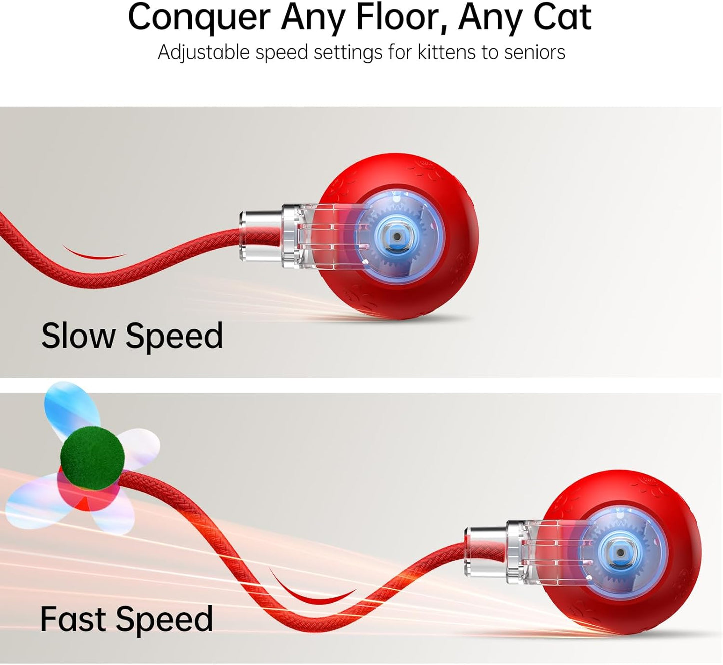 Interactive Cat Ball Toy - 2025 Smart Rolling Cat Toy with Shiny Tail, Motion Activated Boredom Relief for Indoor Cats, USB Rechargeable & Obstacle Avoidance