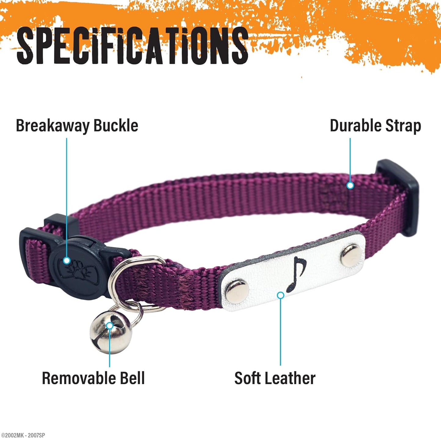 Naruto Breakaway Cat Collars for Girl/Boy Cats: Adjustable 8.5”-12” Cute Kitten Collar with Bell (Removable), Officially Licensed Naruto Shippuden Pet Accessories, Gifts (Burgundy, Hidden Sound Ninja)